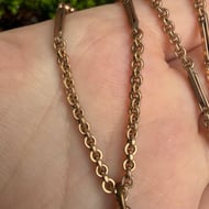 Antique Edwardian Garnet Locket Fancy Link Chain Necklace Rolled Gold  - 10