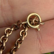 Antique Edwardian Garnet Locket Fancy Link Chain Necklace Rolled Gold  - 7