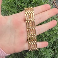 Gold Plate Heart Padlock Gate Bracelet Wide  - 6