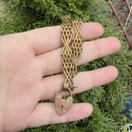 Antique Brass Gilt Gate Bracelet Heart Padlock