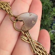 Antique Brass Gilt Gate Bracelet Heart Padlock - 3