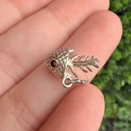 Vintage Silver Fish Bone Charm Pendant Red Eyes - 3