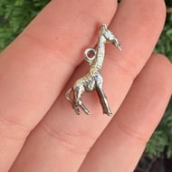 Vintage Silver Giraffe Charm Pendant - 2