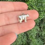 Vintage Silver Cow Charm Pendant - 3