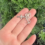 Vintage Silver Faith Charity Hope Charm Pendant Heart Cross Anchor - 5
