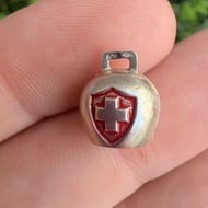 Vintage Silver Switzerland Cow Bell Charm Pendant - 2