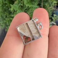Vintage Silver Piano Man Moving Charm Pendant - 4