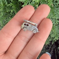 Vintage Silver Fire Engine Truck Charm Pendant