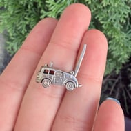 Vintage Silver Fire Engine Truck Charm Pendant  - 3