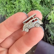 Vintage Silver Fire Engine Truck Charm Pendant  - 6
