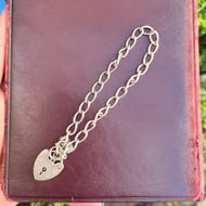 Vintage Sterling Silver Padlock Heart Bracelet Fred Manshaw 1975