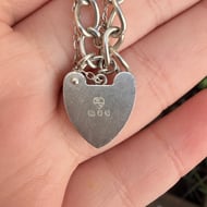 Vintage Sterling Silver Padlock Heart Bracelet Fred Manshaw 1975 - 5
