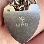 Vintage Sterling Silver Padlock Heart Bracelet Fred Manshaw 1975 - 6