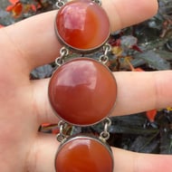 Antique Scottish Silver Agate Bracelet Large Graduated Oval Stones - 9