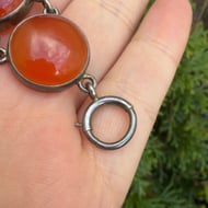 Antique Scottish Silver Agate Bracelet Large Graduated Oval Stones - 7