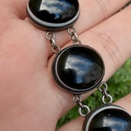Antique Silver Bullseye Agate Bracelet Graduated Stone Scottish  - 4