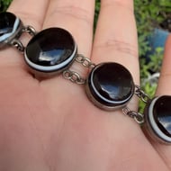 Antique Silver Bullseye Agate Bracelet Graduated Stone Scottish  - 6