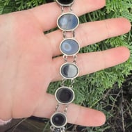 Antique Silver Bullseye Agate Bracelet Graduated Stone Scottish  - 8
