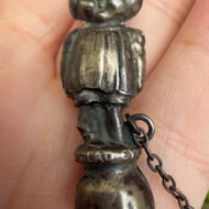 Antique Sterling Silver Baby Rattle Teether Chester Mother of Pearl 1920 - 6