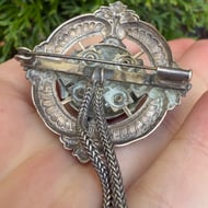 Antique Silver Plate Brooch Padlock Round Large Pin - 7