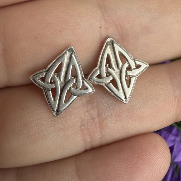 Ola Gorie Sterling Silver Celtic Knot Stud Earrings Scottish Orkney Designer - 2