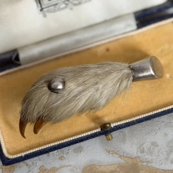 Antique Victorian Sterling Silver Lucky Grouse Foot Brooch Pin Vintage Jewellery