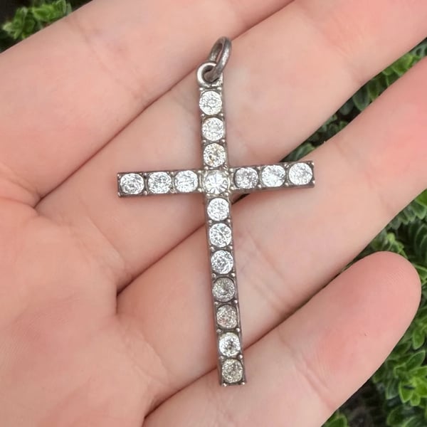 Antique Charles Horner Sterling Silver Paste Cross Pendant Chester Art Deco - 2