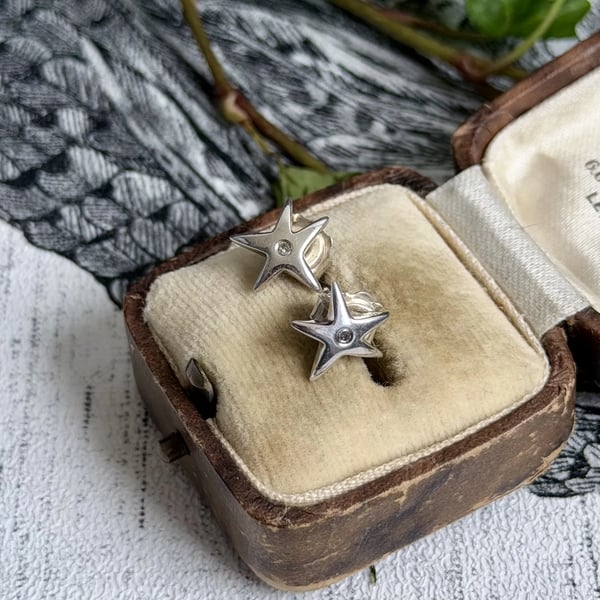 Sterling Silver Hot Diamonds Star Fish Stud Earrings 925