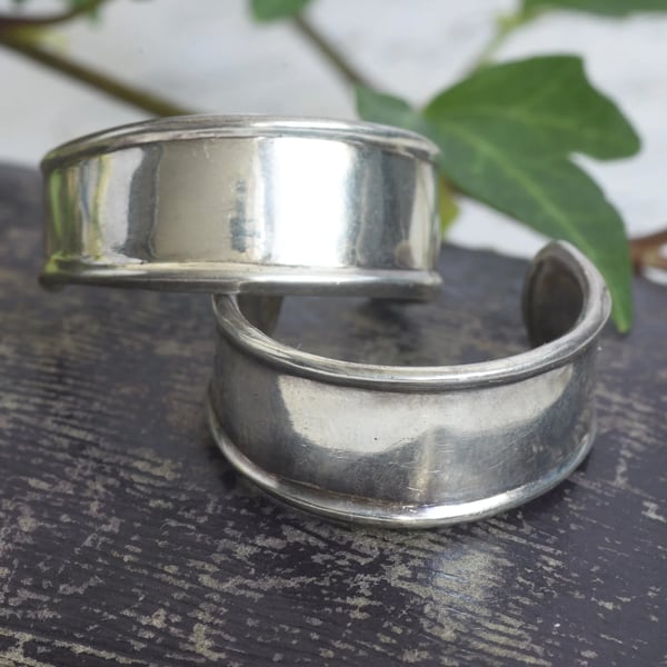Sterling Silver Hoop Earrings Wide Concave Half Hoops Chunky Modernist Studs