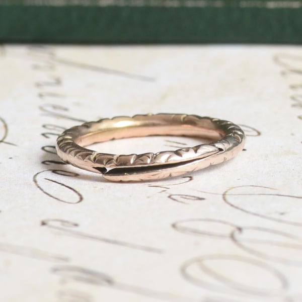 Antique 9ct Gold Split Ring Engraved Bolt Ring Connector Fob Chain Component Charm - 2