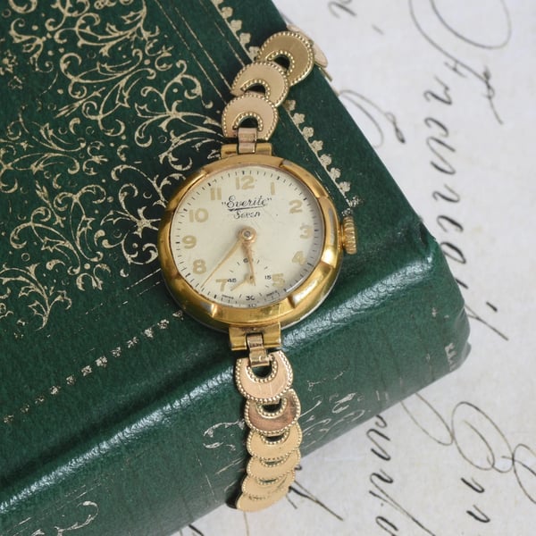 Vintage Everite Seven Ladies Watch 12ct Gold Filled Bracelet Swiss Non Running