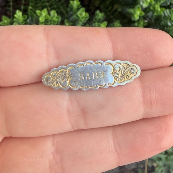 Antique Baby Bar Brooch Sterling Silver
