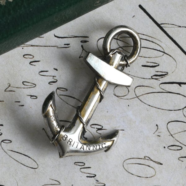 Vintage Sterling Silver MV Britannic Anchor Brooch Ocean Liner Souvenir Ship Pin
