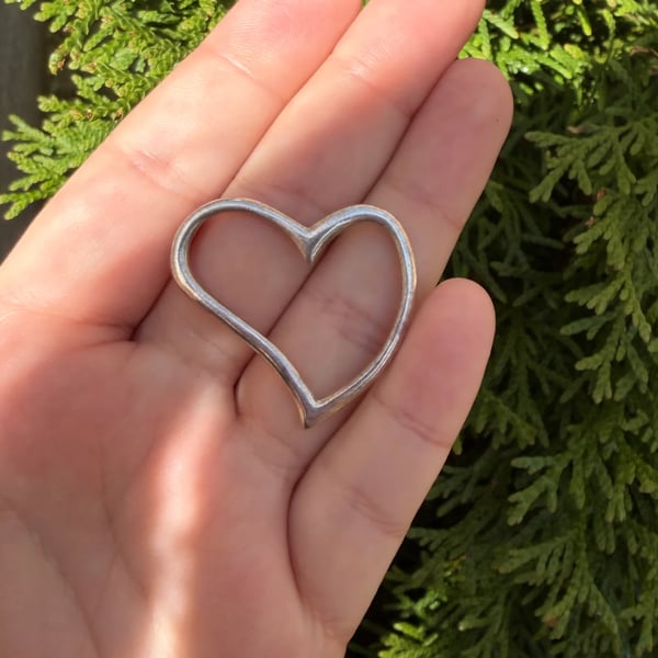Sterling Silver Open Heart Pendant 925 Floating Slide Charm Minimalist - 2