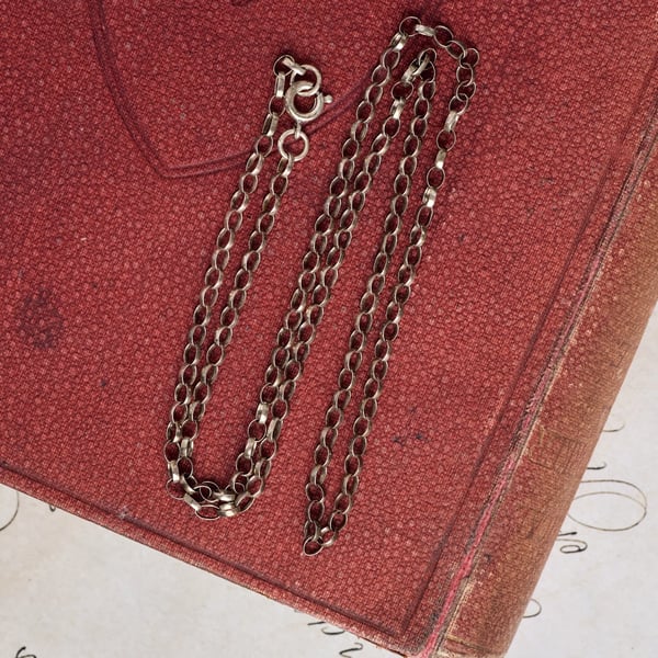Vintage Sterling Silver Chain Necklace Belcher Rolo Link 925 18"