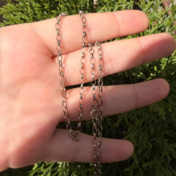 Vintage Sterling Silver Chain Necklace Belcher Rolo Link 925 18" - 2