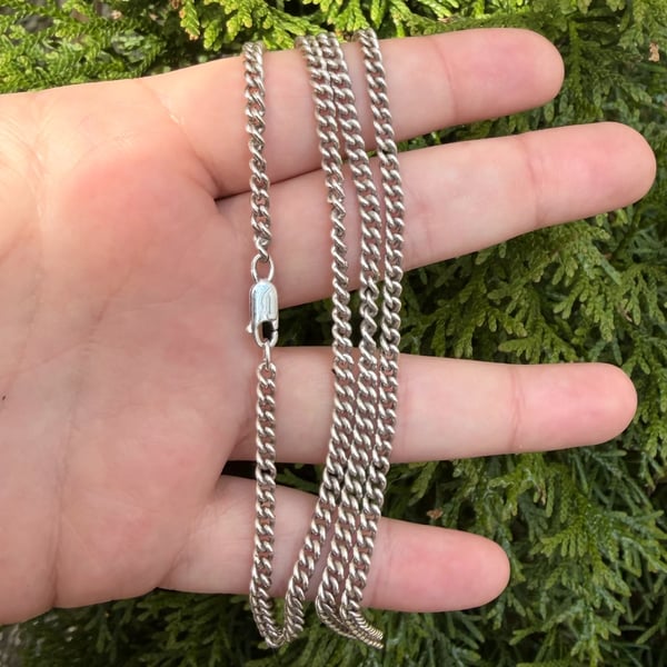 Vintage Sterling Silver Curb Chain Necklace 22"18g 925 - 2