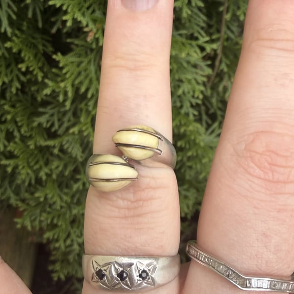 Vintage Sterling Silver Modernist Bone Ring Domed  - 2