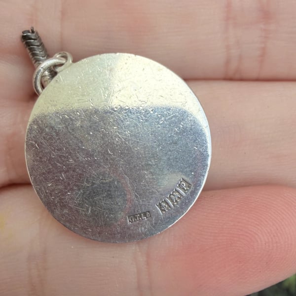 Vintage Sterling Silver George Tarratt Ltd Lily Floral Pendant Round - 2