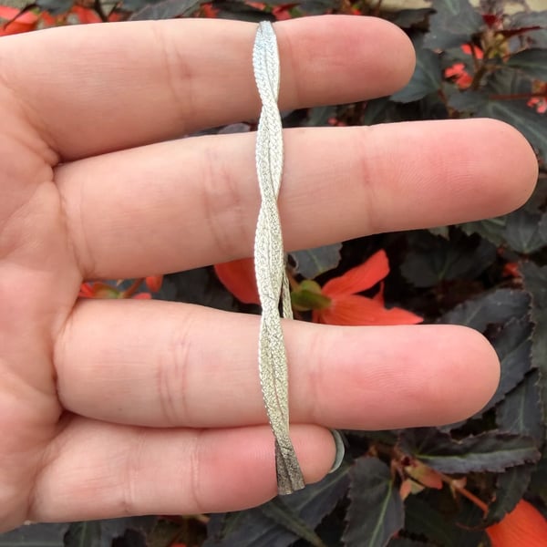 Vintage Sterling Silver Diamond Cut Woven Braided Bracelet 925 Italy - 2