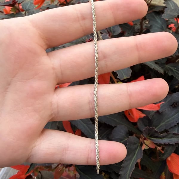 Vintage Sterling Silver Woven Bracelet 925 Chain - 2