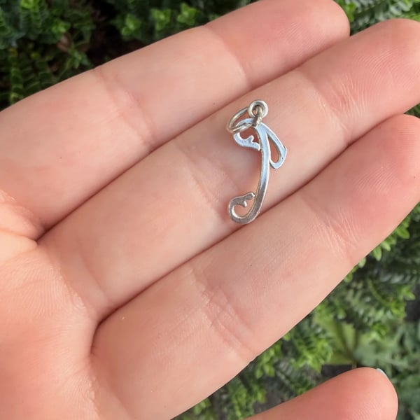 Vintage Silver Letter P Charm Pendant - 2