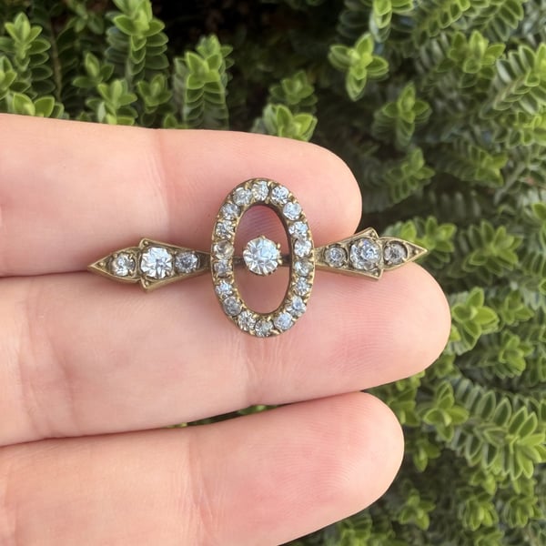 Antique Paste Bar Brooch Gilt  - 2