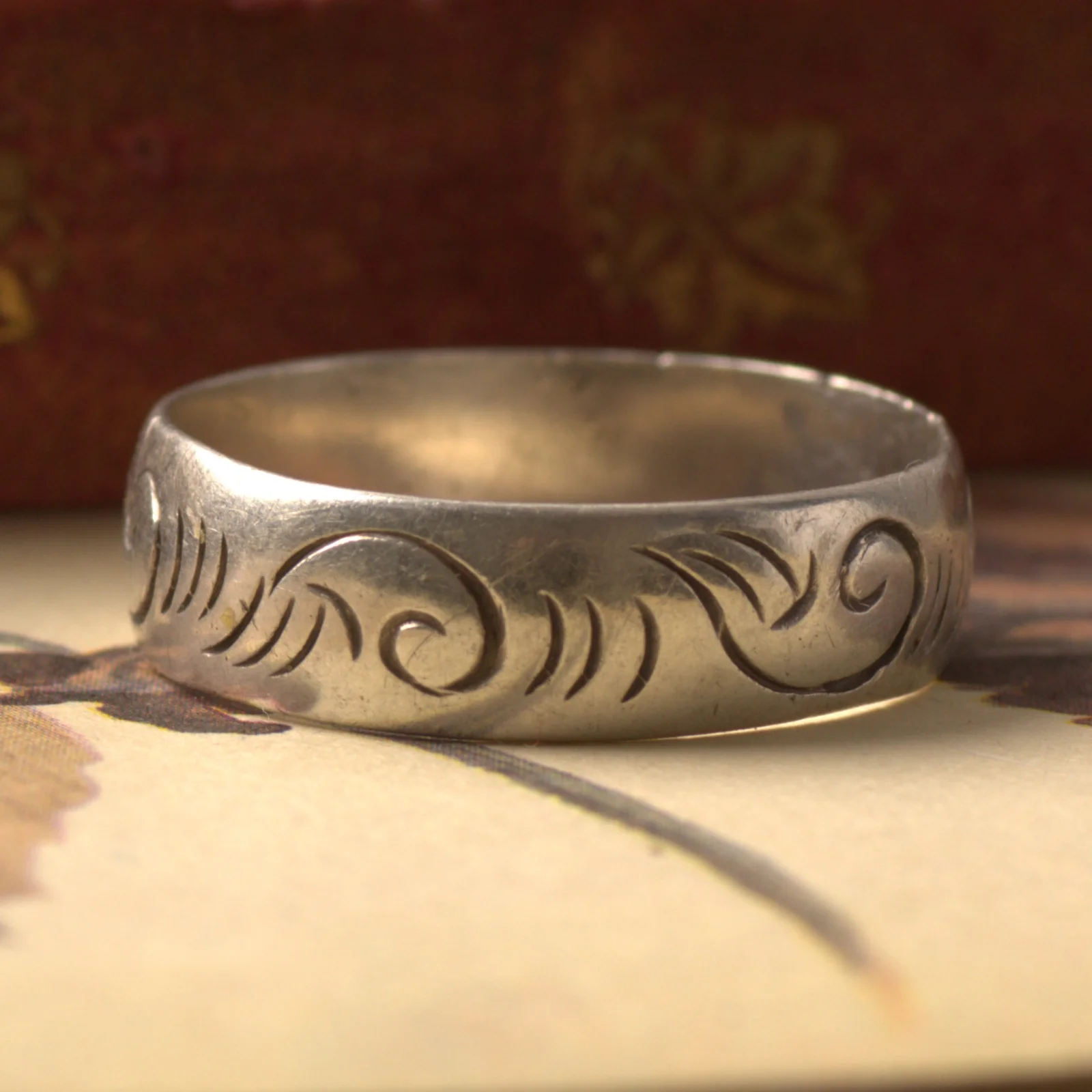 260905-006 — 260905-006-7.webp Sterling Silver Swirl Band Stacking Ring Etched