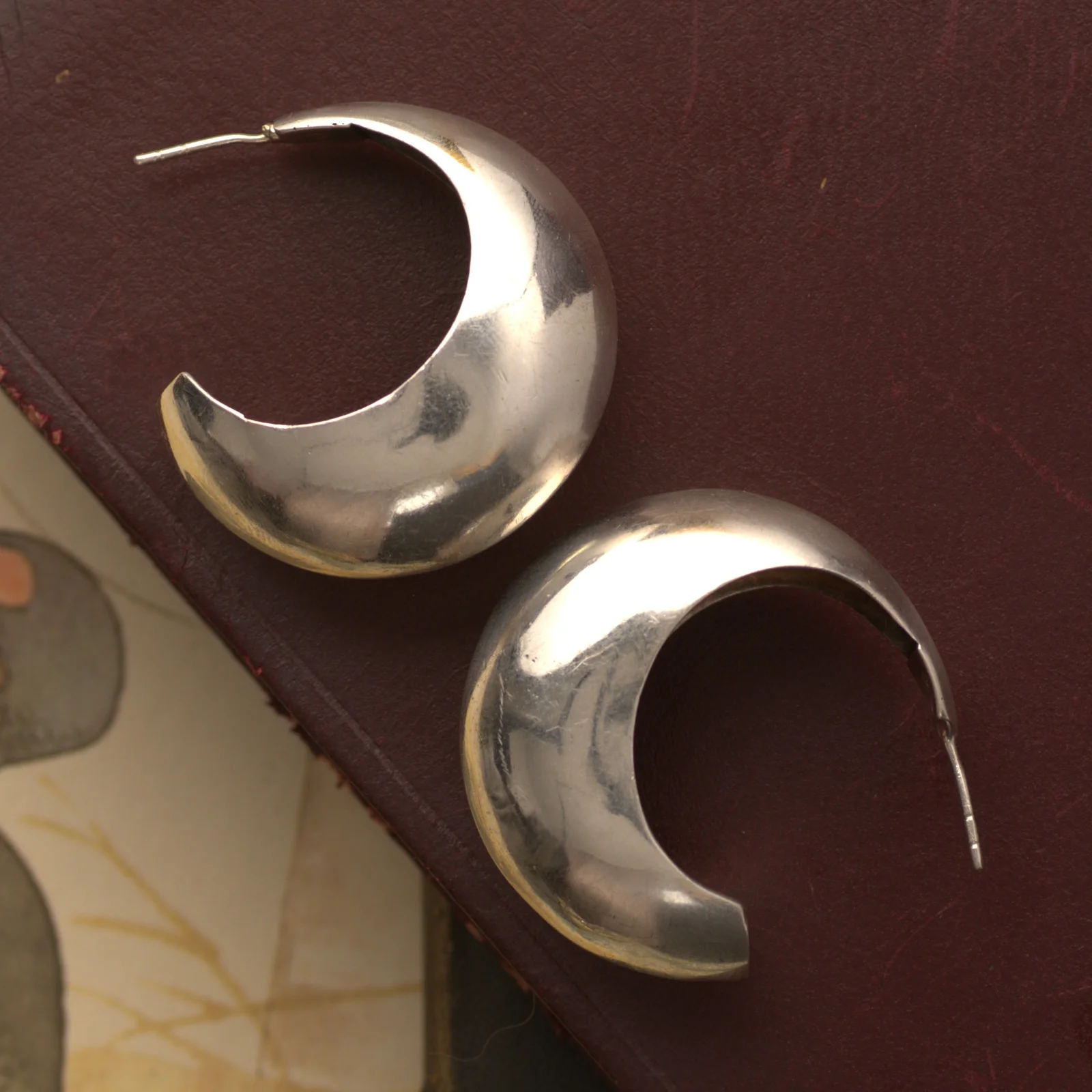 261003A-030 — 261003A-030-1.webp Sterling Silver Chunky C Shape Hoops Crescent Half Big Earrings